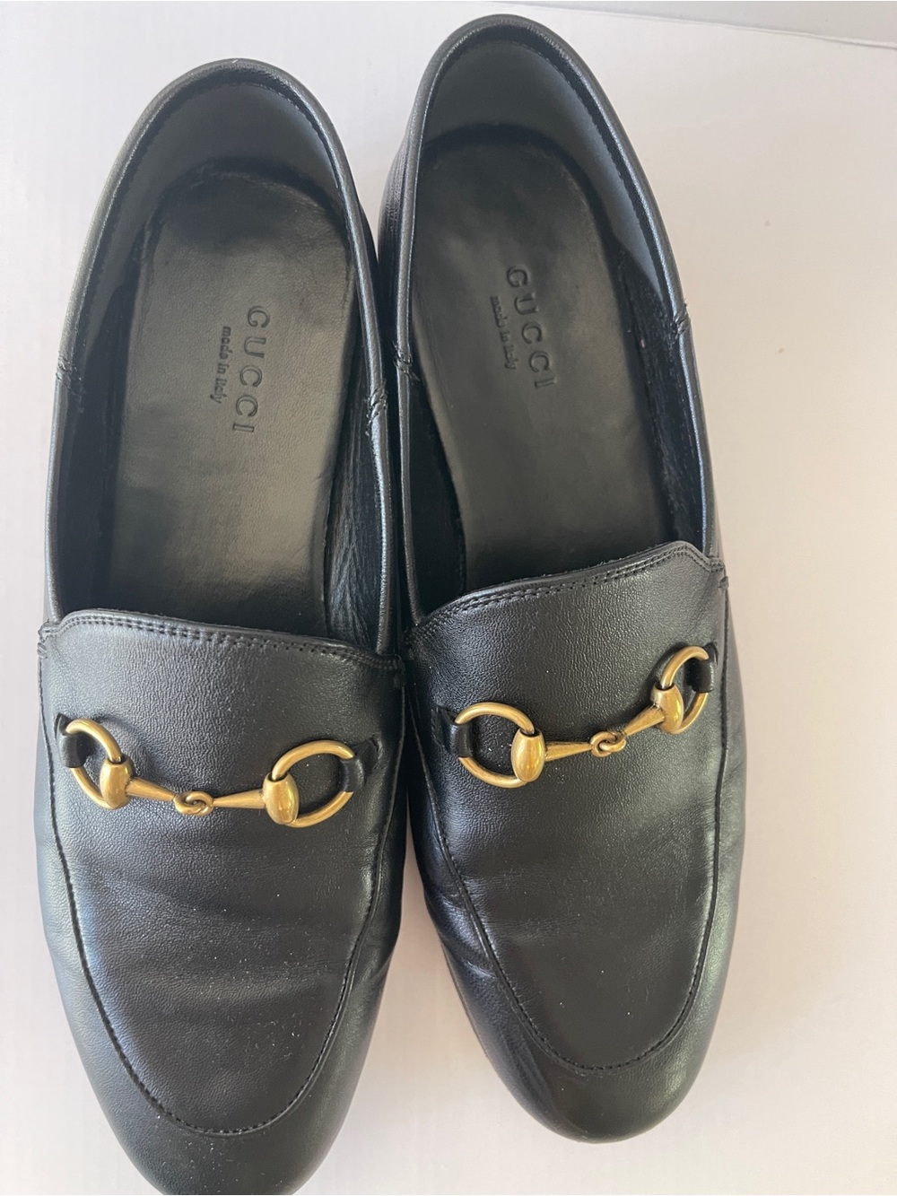 Gucci Black Leather Loafers with Gold Horsebit Hardware - Picture 2 of 3